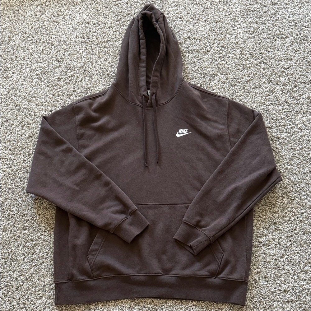 Nike Brown Pullover Hoodie with White Swoosh